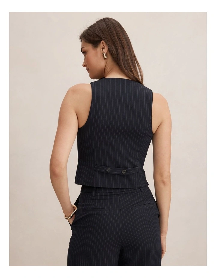 Paloma Pinstripe Waistcoat in Navy image 2
