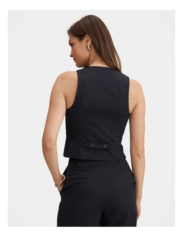 Paloma Pinstripe Waistcoat in Navy image 2