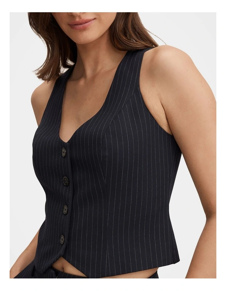 Paloma Pinstripe Waistcoat in Navy image 4