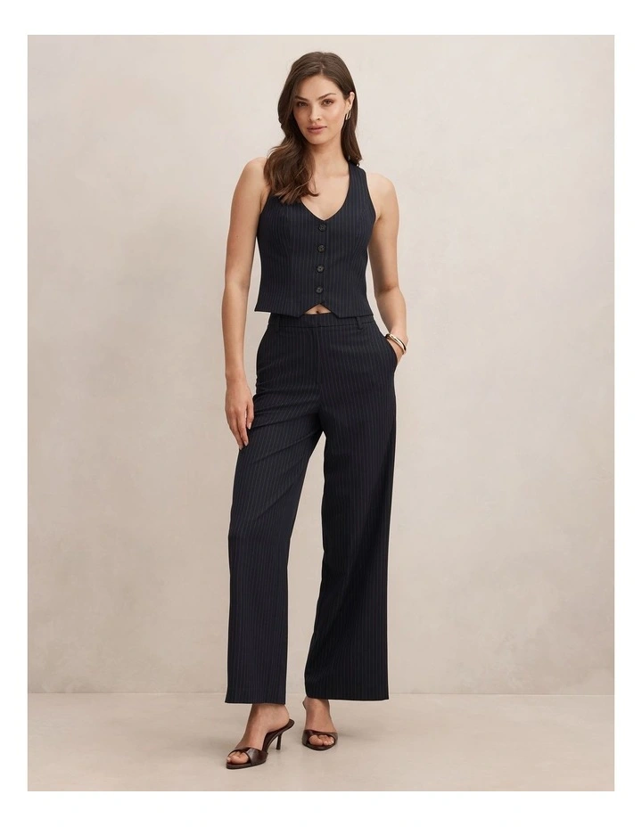 Paloma Pinstripe Waistcoat in Navy image 5