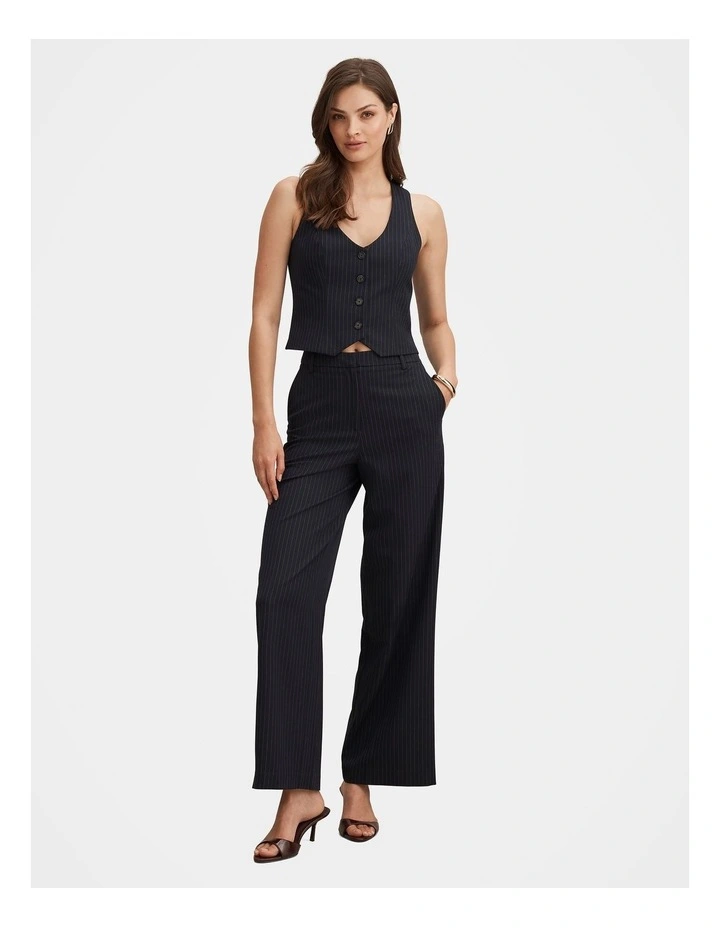 Paloma Pinstripe Waistcoat in Navy image 5