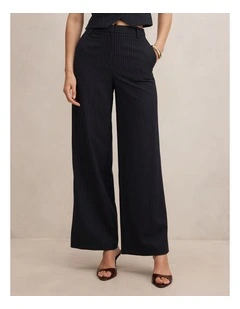 Paloma Pinstripe Wide Leg Pants in Navy