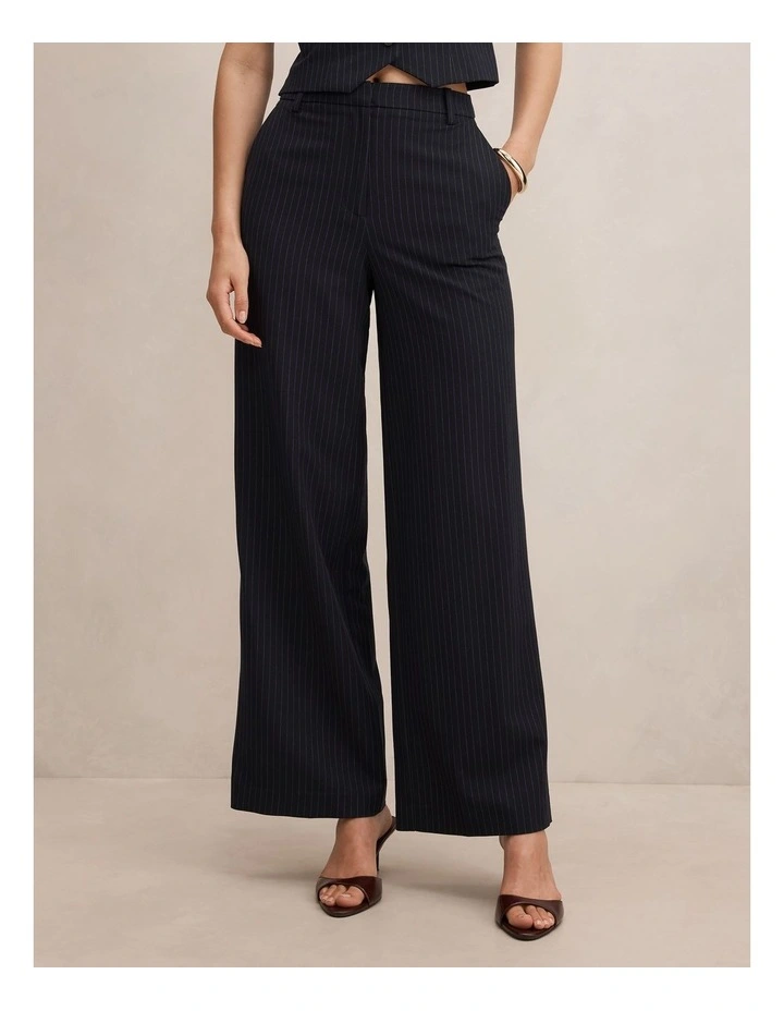 Paloma Pinstripe Wide Leg Pants in Navy image 1