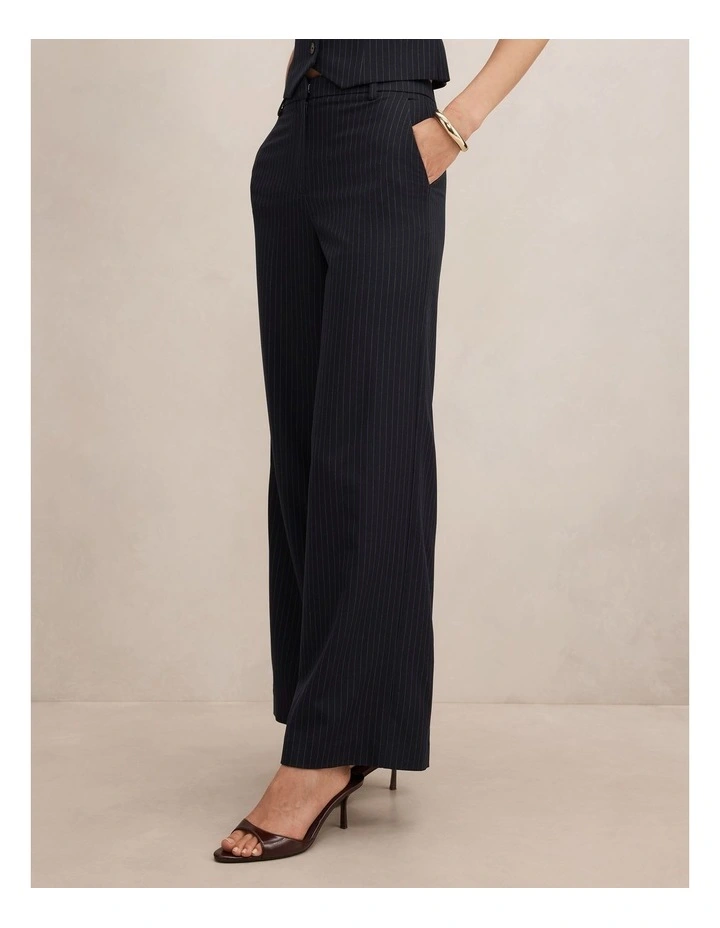 Paloma Pinstripe Wide Leg Pants in Navy image 3
