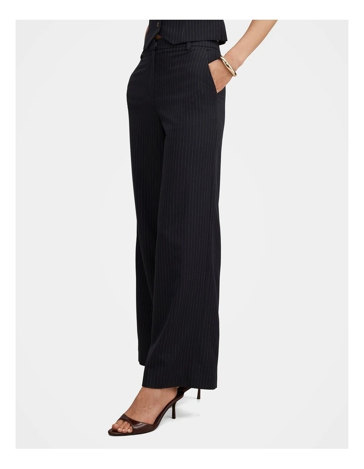 Paloma Pinstripe Wide Leg Pants in Navy image 3