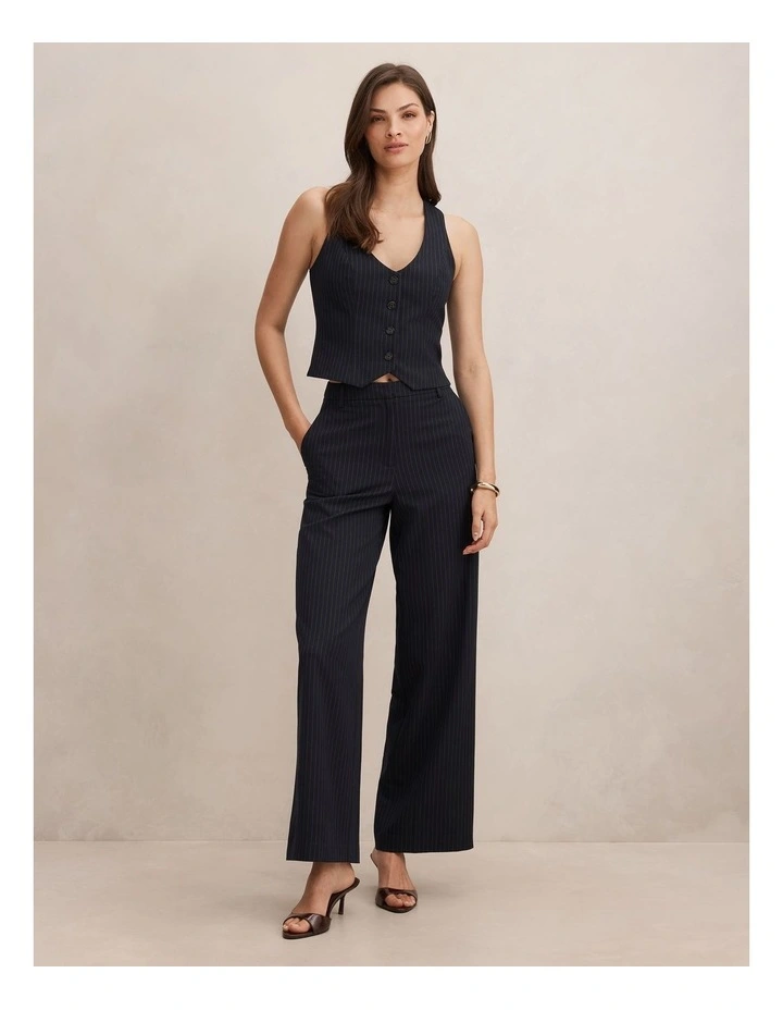 Paloma Pinstripe Wide Leg Pants in Navy image 5
