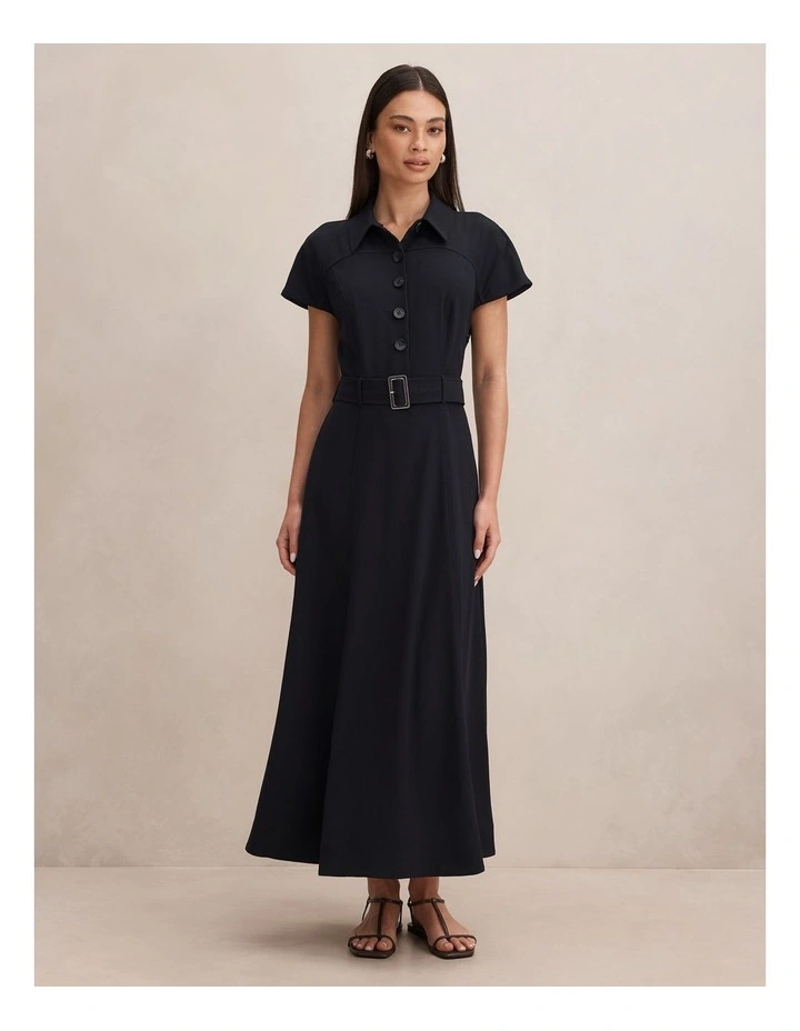Elora Crepe Shirt Dress in Navy image 1