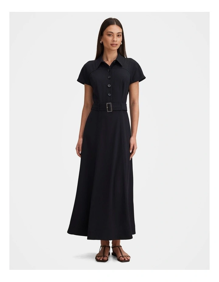 Elora Crepe Shirt Dress in Navy image 1