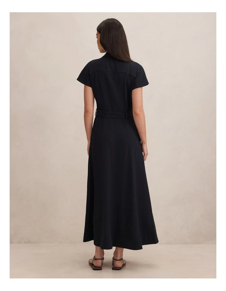 Elora Crepe Shirt Dress in Navy image 2