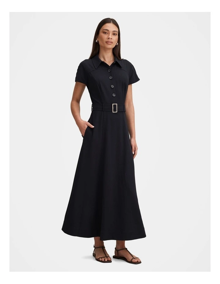Elora Crepe Shirt Dress in Navy image 3