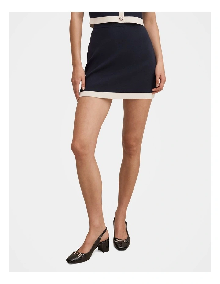 Farah Knitted Mini Skirt in Navy image 1