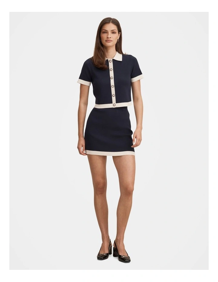 Farah Knitted Mini Skirt in Navy image 5
