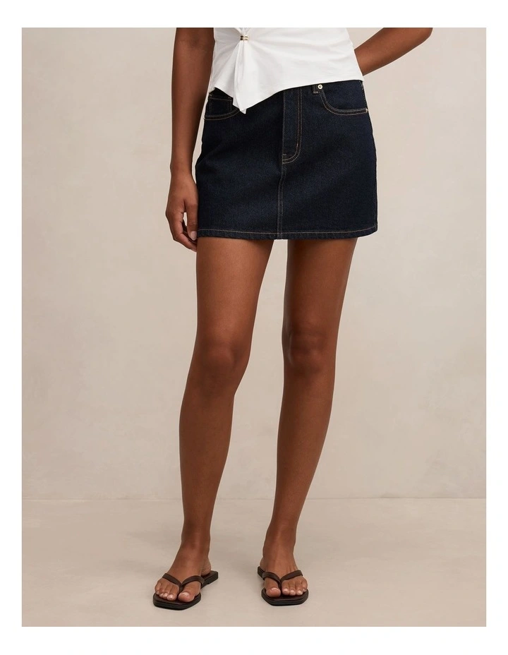 Zoe Denim Mini Skirt in Navy image 1