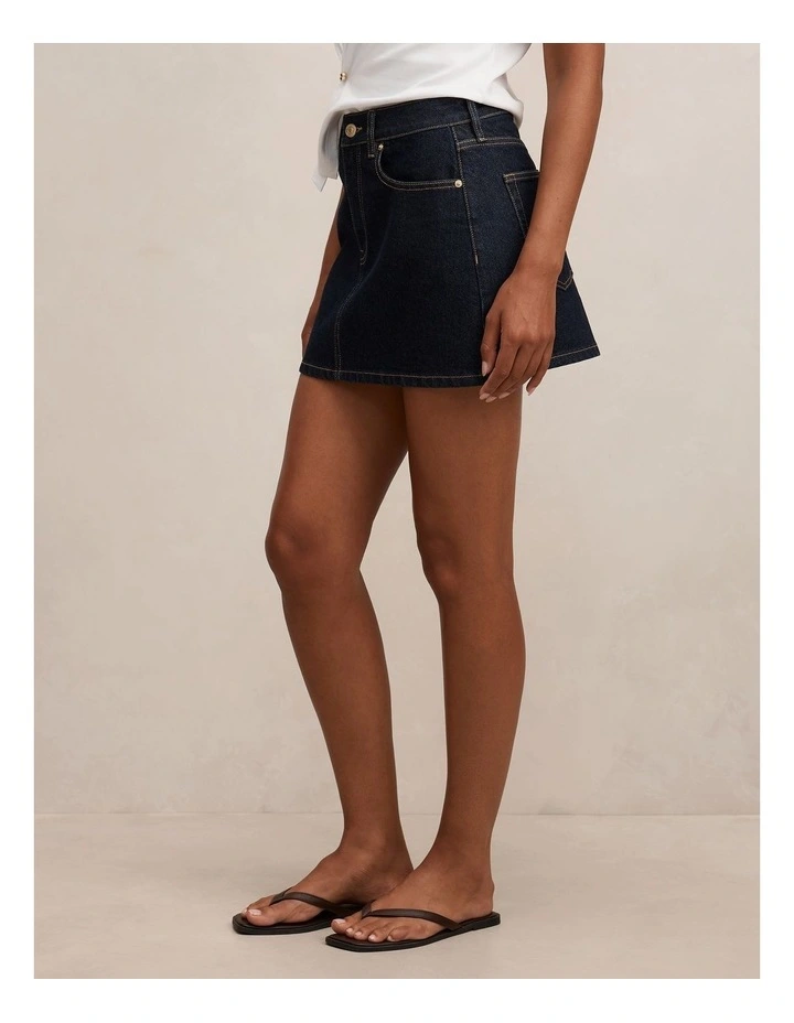 Zoe Denim Mini Skirt in Navy image 3