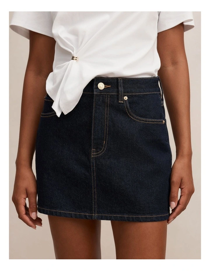 Zoe Denim Mini Skirt in Navy image 4