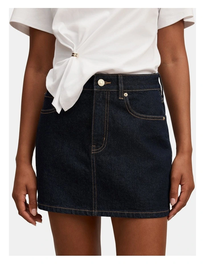 Zoe Denim Mini Skirt in Navy image 4