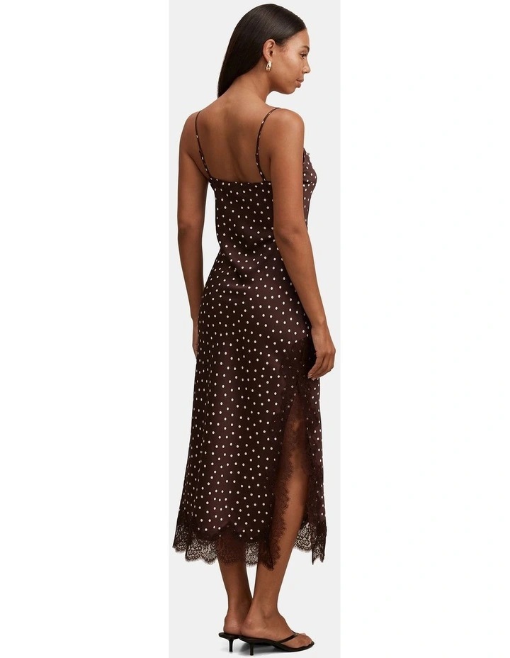 Jess Lace Trim Midi Dress in Brown image 2