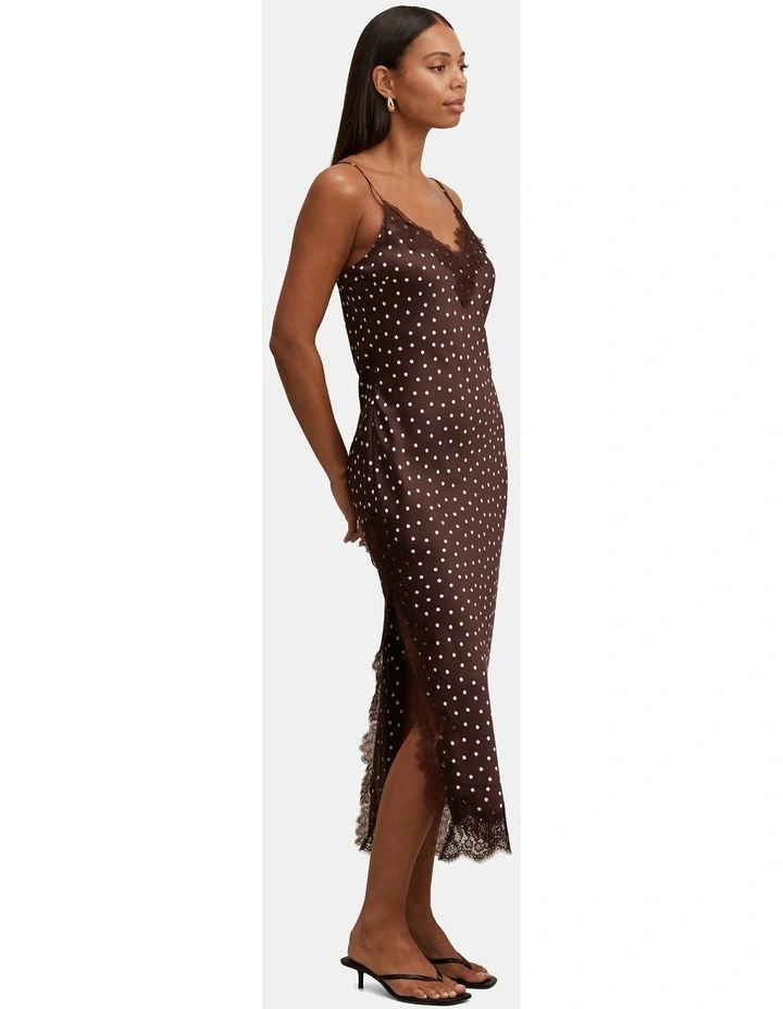 Jess Lace Trim Midi Dress in Brown image 3