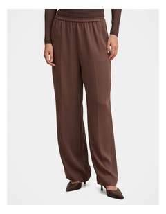 Enya Elastic Wide Leg Pants in Brown