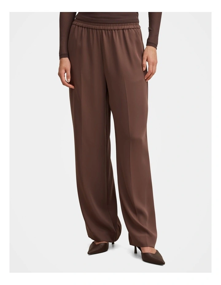 Enya Elastic Wide Leg Pants in Brown image 1