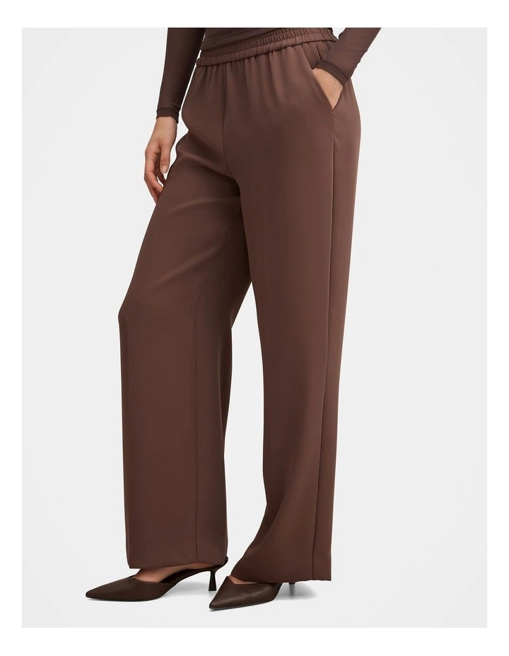 Enya Elastic Wide Leg Pants in Brown image 3