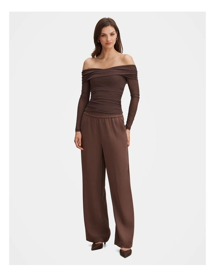 Enya Elastic Wide Leg Pants in Brown image 5