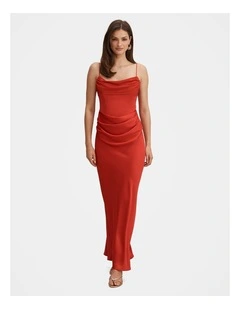 Claudia Strappy Corset Maxi Dress in Red