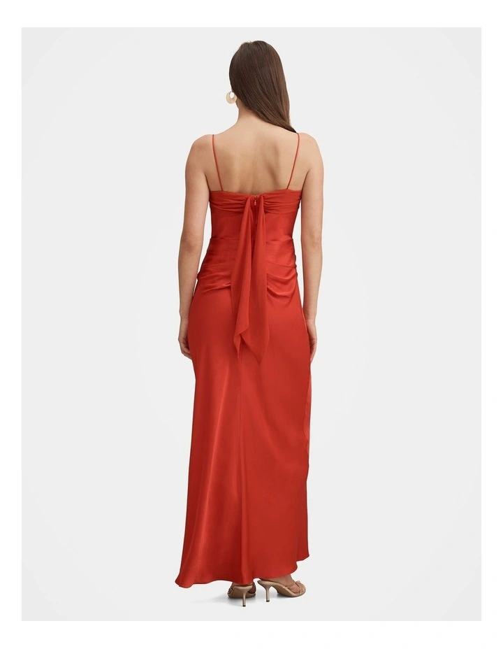 Claudia Strappy Corset Maxi Dress in Red image 2