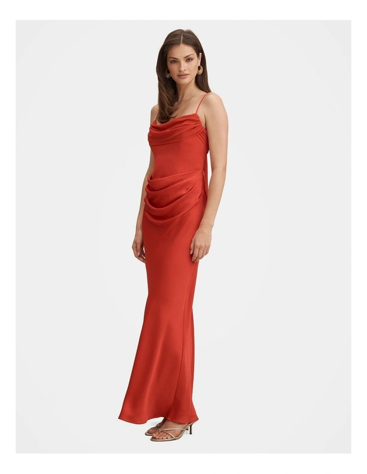 Claudia Strappy Corset Maxi Dress in Red image 3