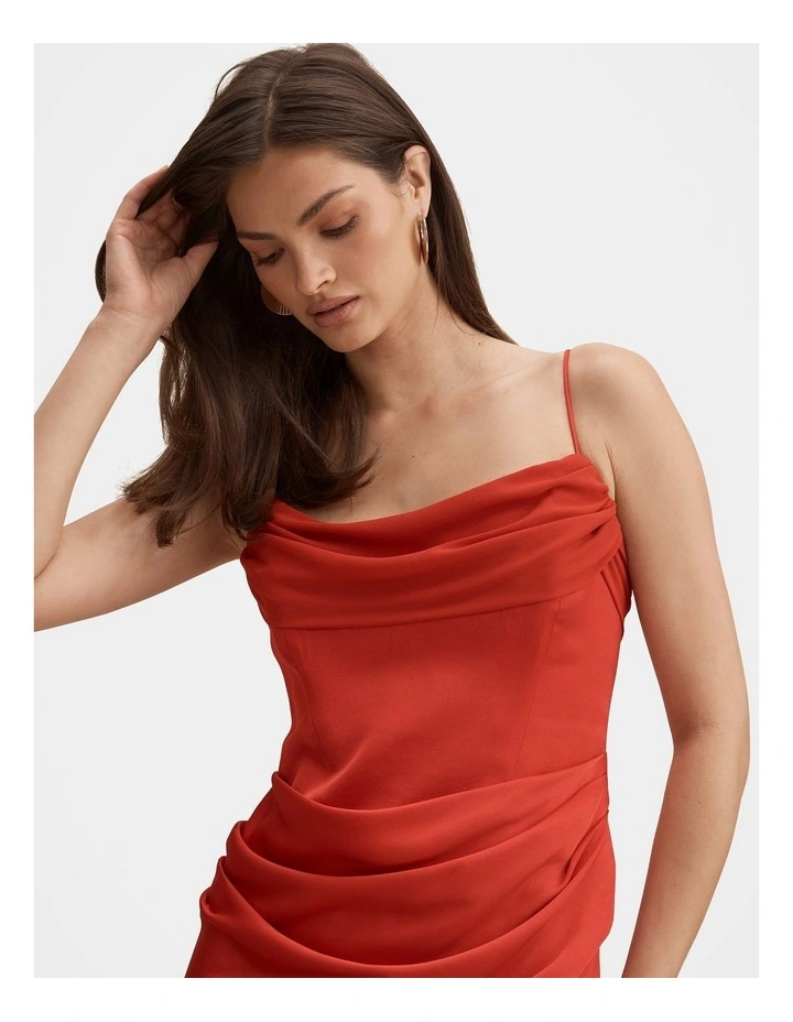 Claudia Strappy Corset Maxi Dress in Red image 4