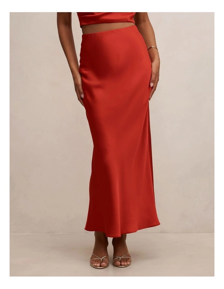 Melody Seam Detail Maxi Skirt in Red image 1