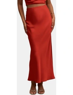 Melody Seam Detail Maxi Skirt in Red