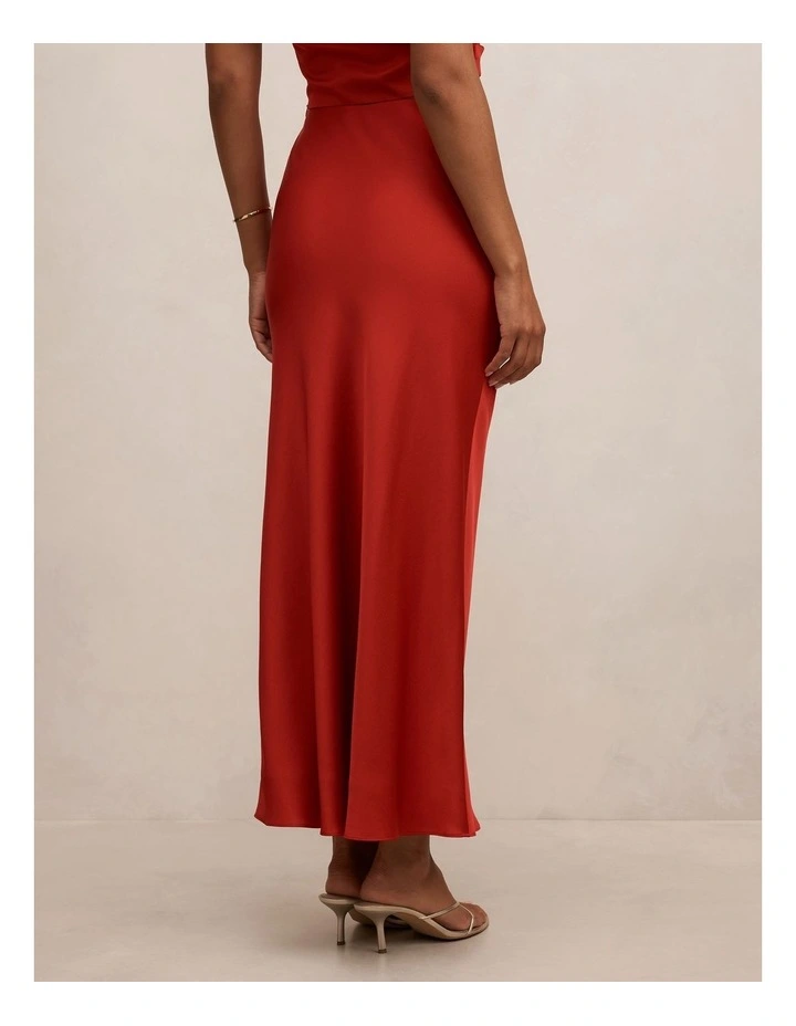 Melody Seam Detail Maxi Skirt in Red image 2