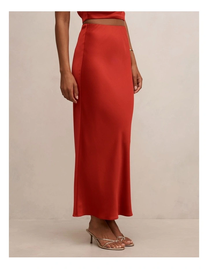 Melody Seam Detail Maxi Skirt in Red image 3