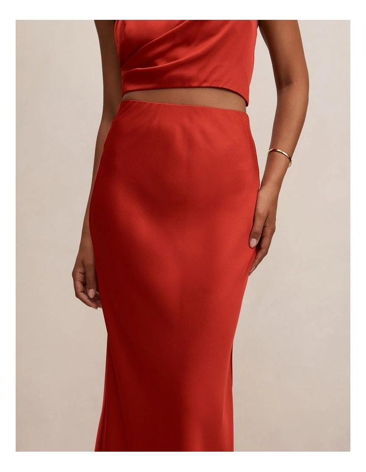 Melody Seam Detail Maxi Skirt in Red image 4