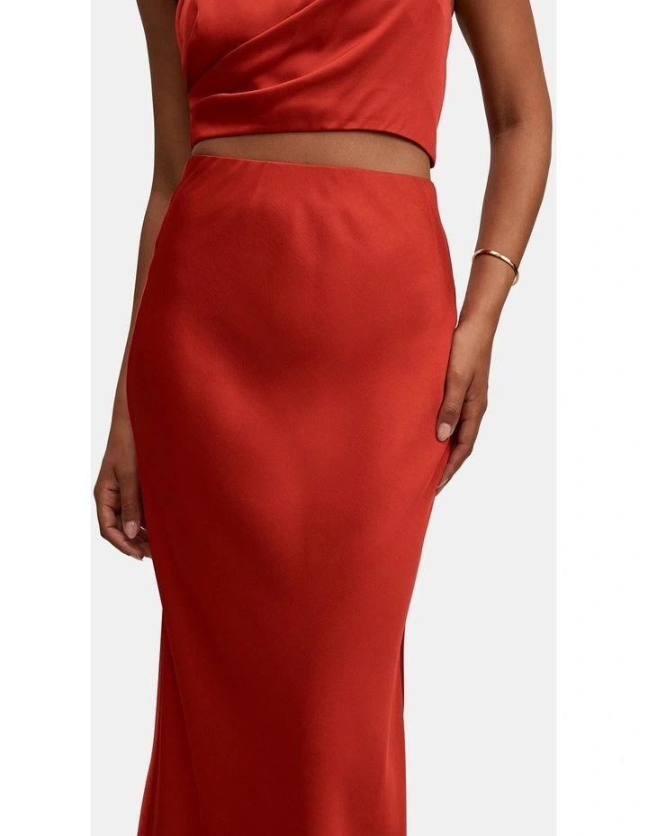 Melody Seam Detail Maxi Skirt in Red image 4