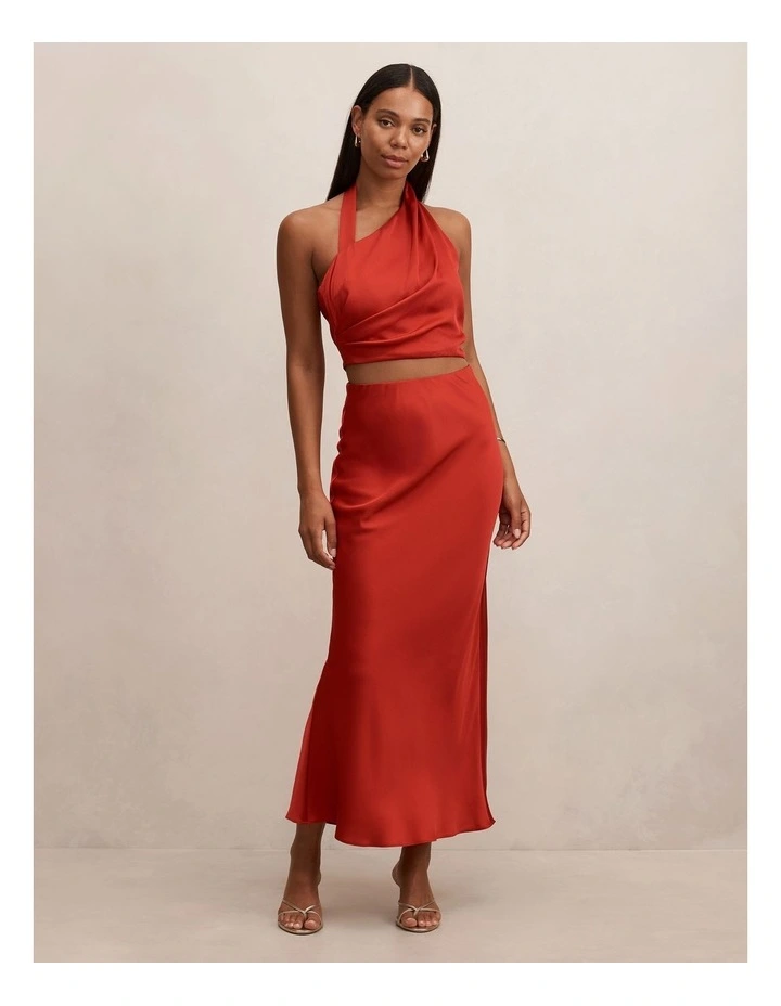 Melody Seam Detail Maxi Skirt in Red image 5