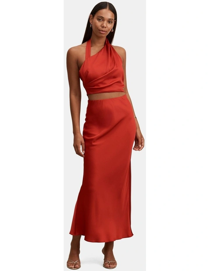 Melody Seam Detail Maxi Skirt in Red image 5