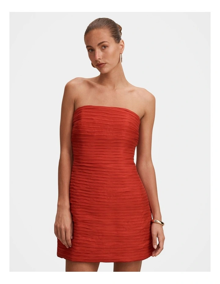 Sasha Strapless Ruched Mini Dress in Red image 1