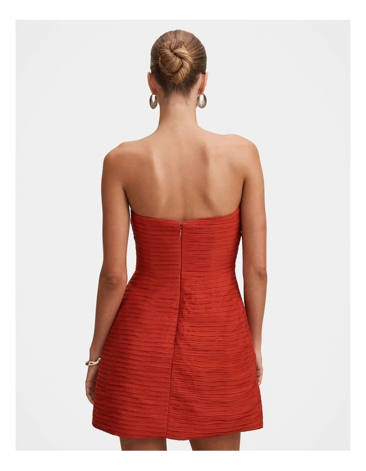 Sasha Strapless Ruched Mini Dress in Red image 2