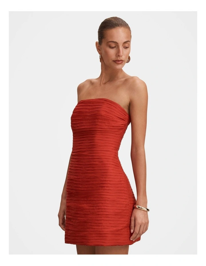 Sasha Strapless Ruched Mini Dress in Red image 3