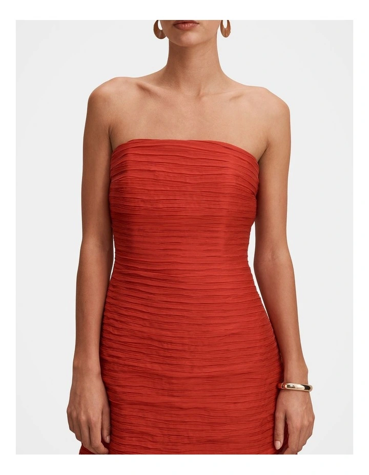 Sasha Strapless Ruched Mini Dress in Red image 4