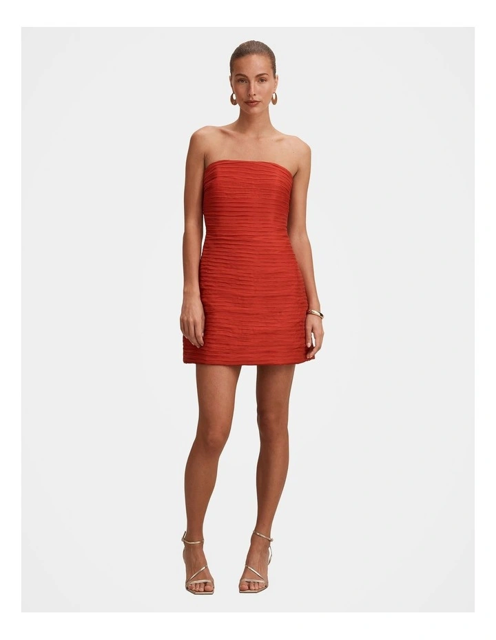 Sasha Strapless Ruched Mini Dress in Red image 5