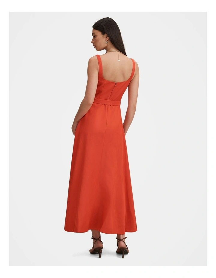 Hayden Square Neck Midi Dress in Red image 2