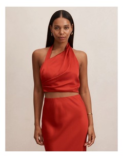 Forever New Melody Twist Neck Top in Red