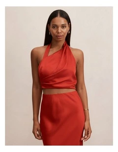 Melody Twist Neck Top in Red