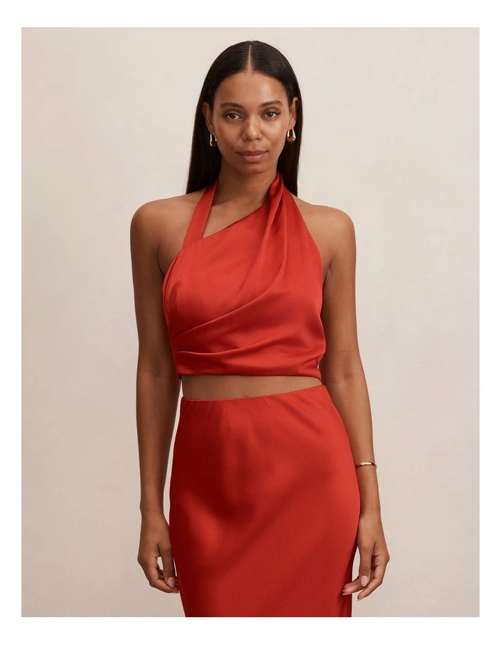 Melody Twist Neck Top in Red image 1