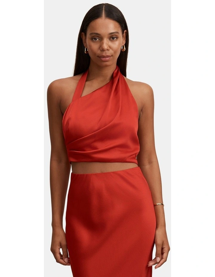 Melody Twist Neck Top in Red image 1
