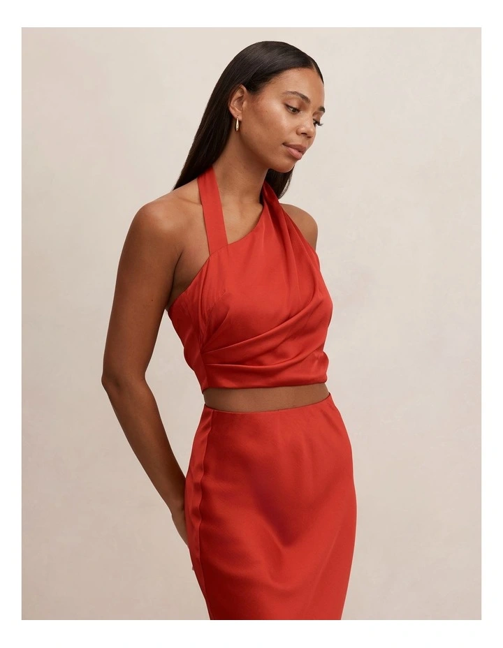 Melody Twist Neck Top in Red image 3