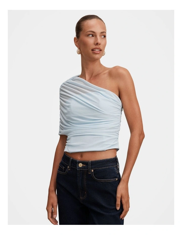 Samara Drape Mesh Corset Top in Blue image 1
